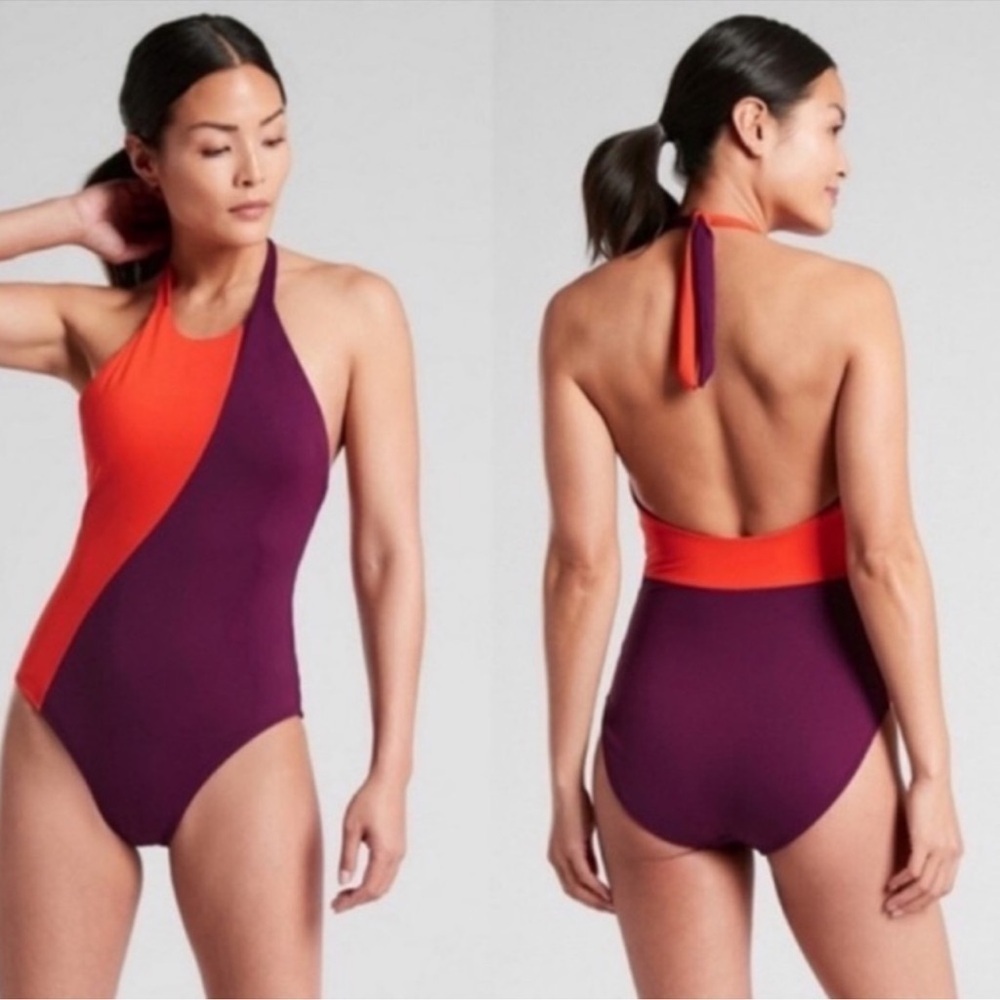 NEW Athleta Asym Colorblock One Piece Swimsuit 530875 Size Large